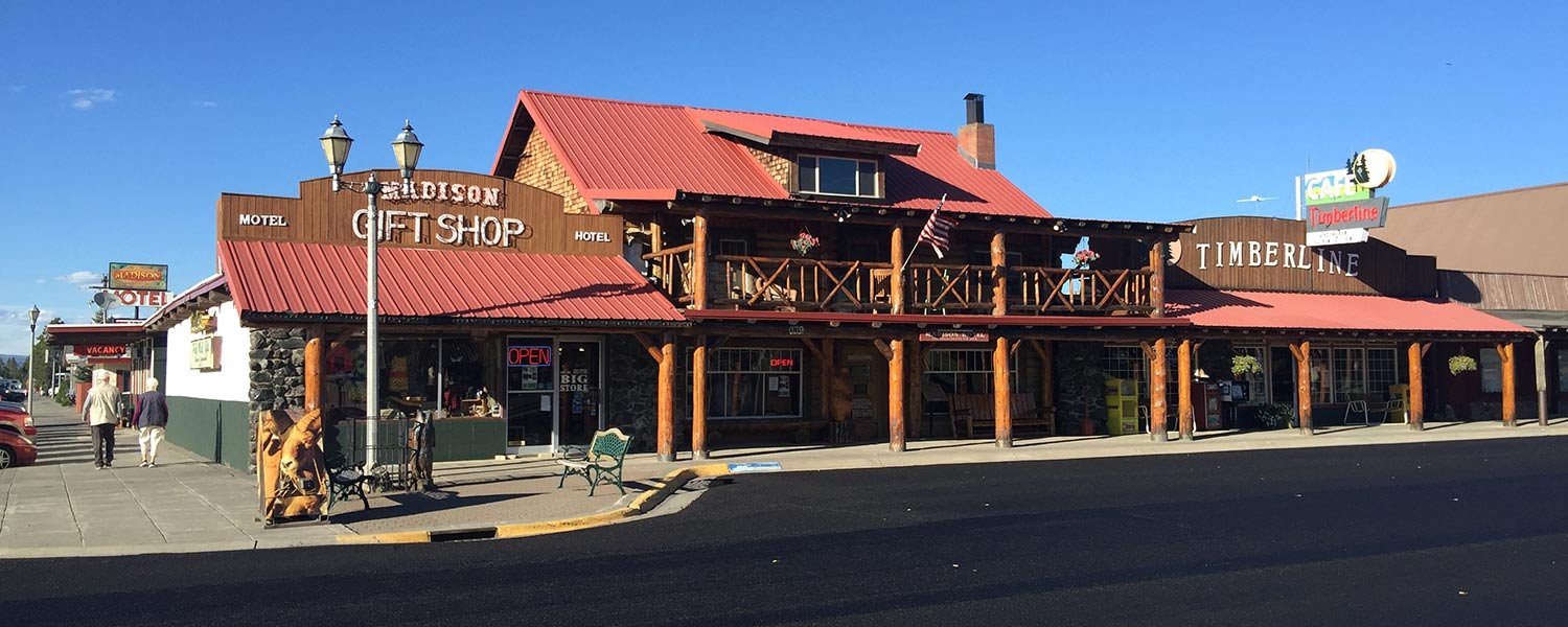 Frontage of the Madison Legacy Corp. Property Gift Shop Hotel and Timberline Café